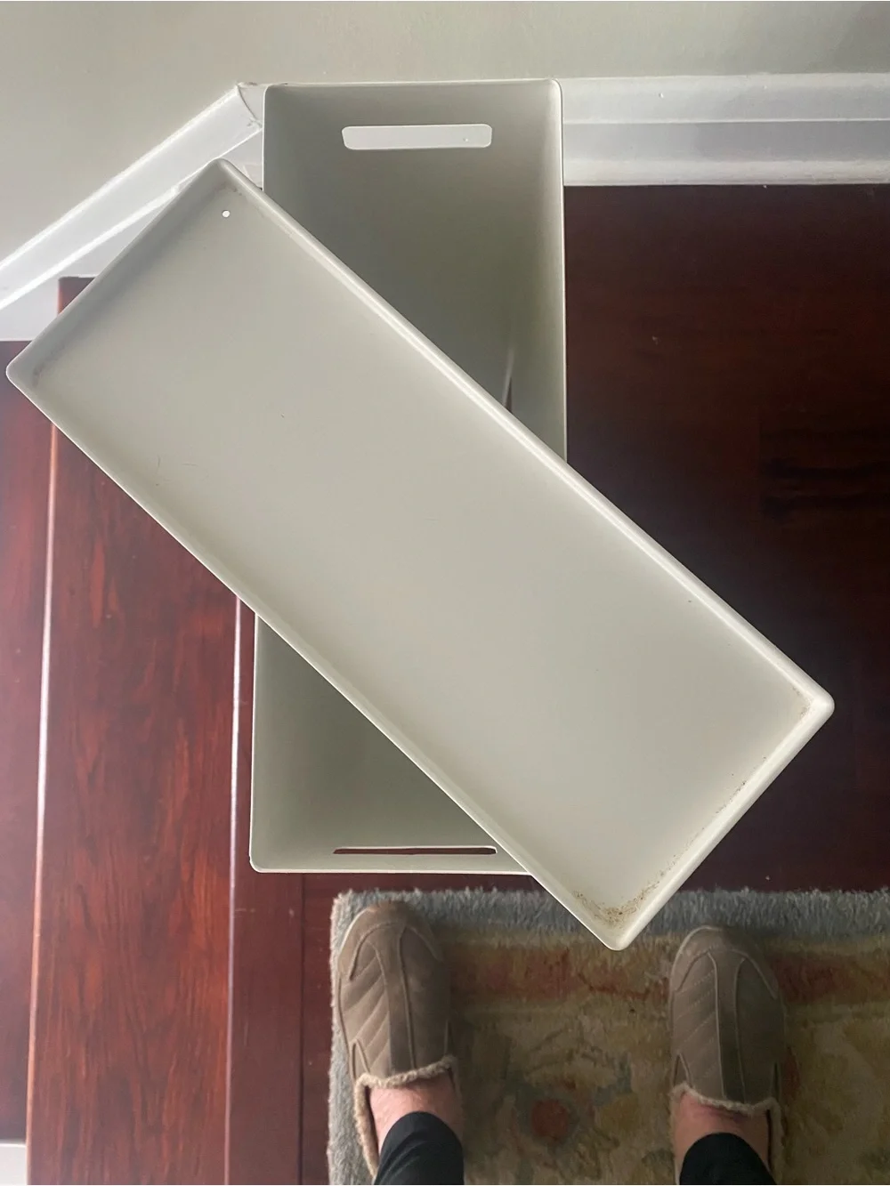 Modern White Metal Storage Cube with Tissue Paper Cutout and Lid